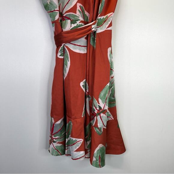 Hutch Britton Satin Mini Wrap dress orange multicolor - S - Picture 11 of 13